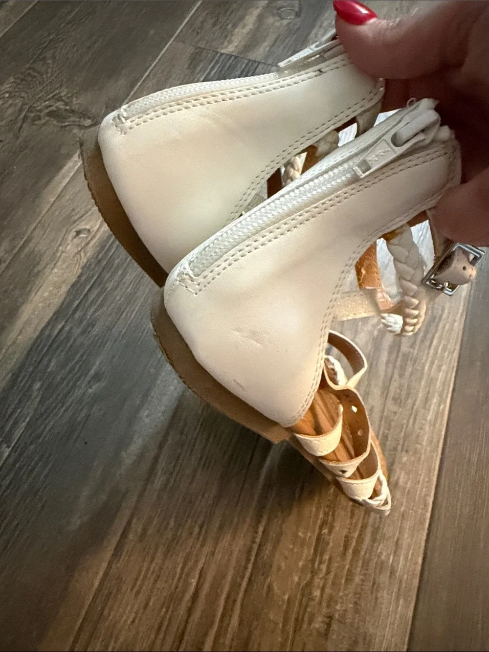 SO Girls Cream Braided Strappy Sandals with Tan Footbed